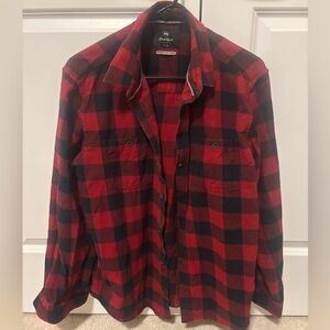 Men's Red and Black Plaid Casual Button Down Shirt